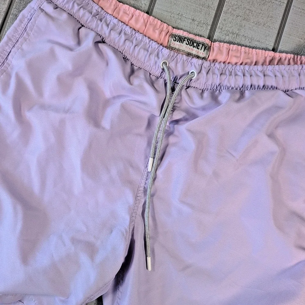 Surf Society Shorts Mens Size XL Swim Pool Shorts Purple Draw String Lined Daily